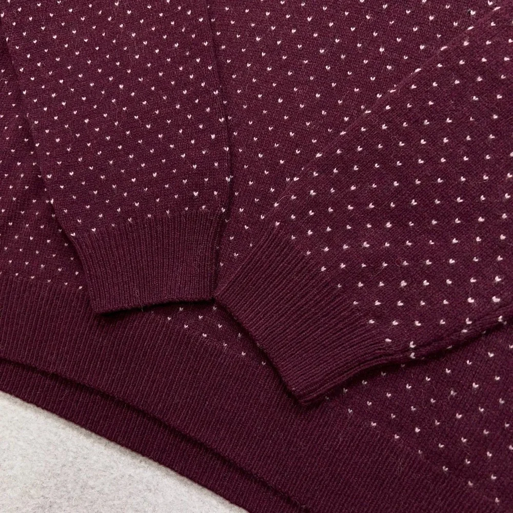 Brooks Brothers Sweater Men's XL Burgundy Italian Yarn Geometric Wool Blend Dad